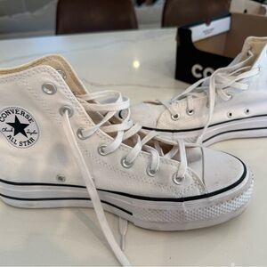 White Platform Converse. Women’s size 9